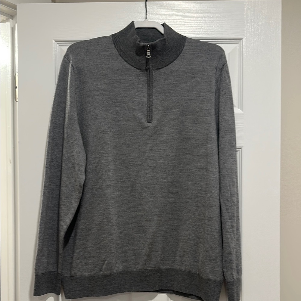 Men's Gray Brooks Brothers Half-Zip Sweater, XXL, Like New